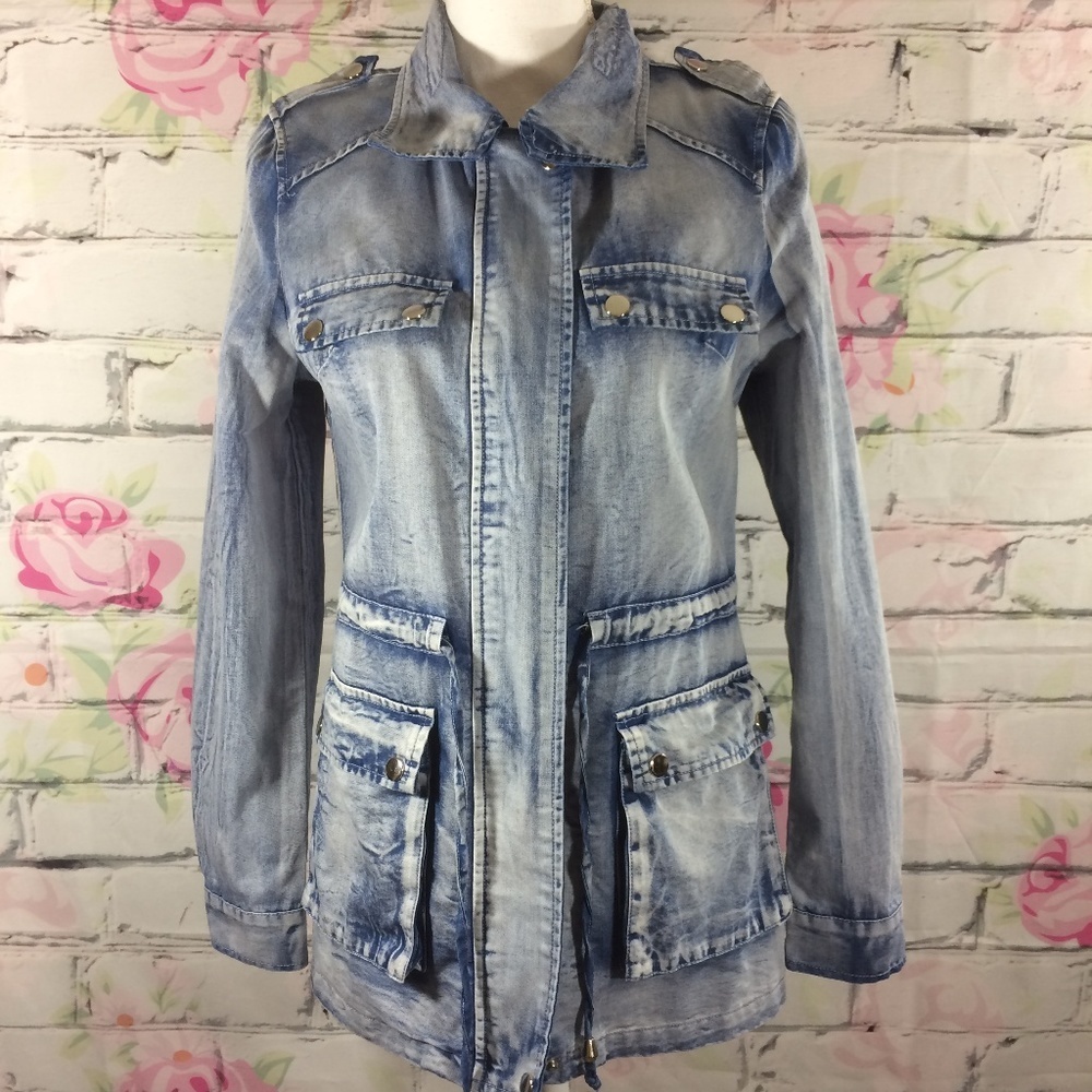 Shasa Acid Wash Denim Jacket Size Medium Lagenlook